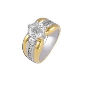 2 Tone 6 Prong Gold & Silver Ring